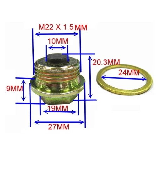Enchufe de drenaje magnético de sumidero de aceite Ducati 748 Biposto con lavadora de cobre M22 x 1,50 Foto 2 de 2