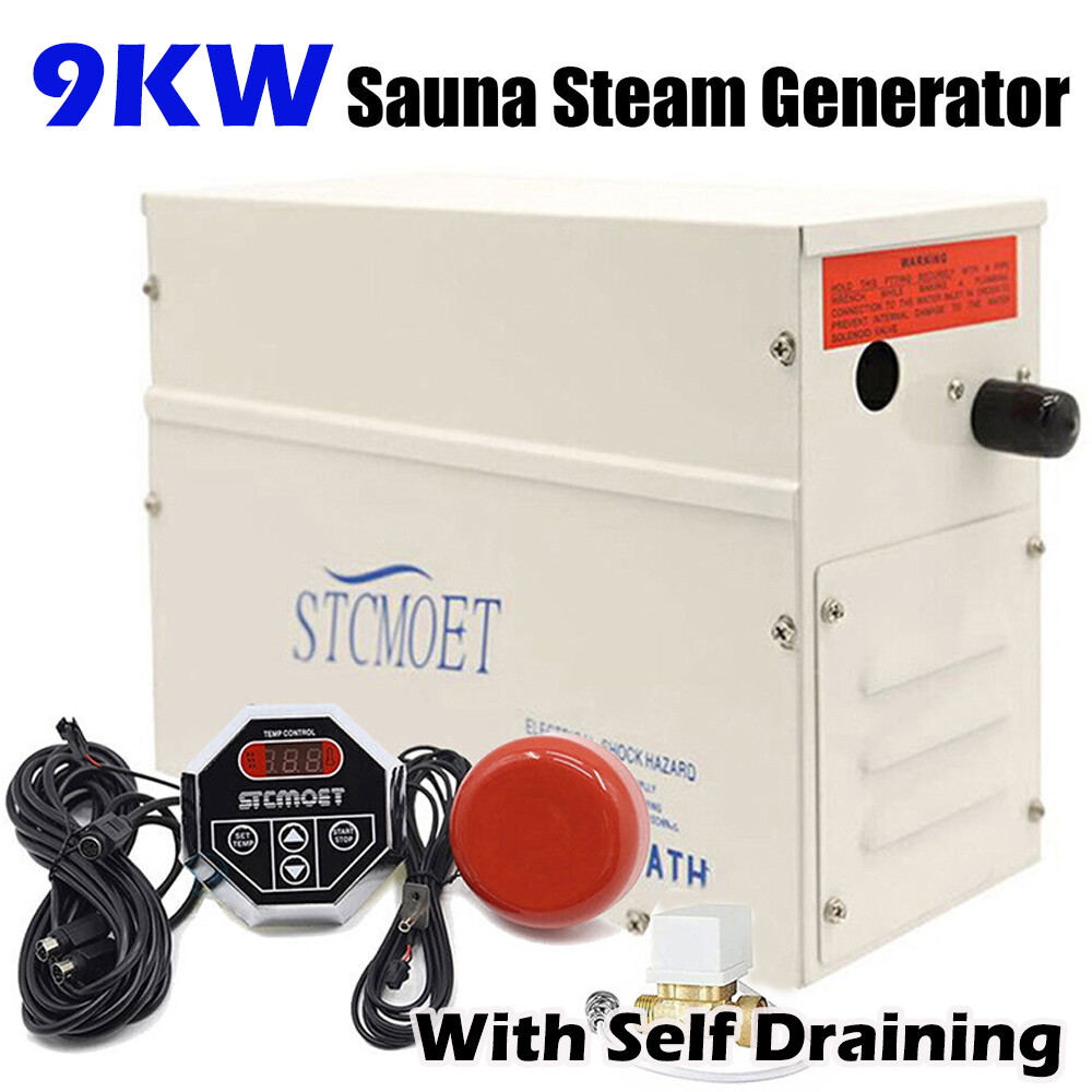 9KW Auto Drain Steam Generator Sauna Shower Spa Generator Fit 319 cubic Feet 9m³