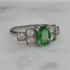 2Ct Green Oval Cut Retro Style Engagement Wedding Ring Solid 925 Sterling Silver