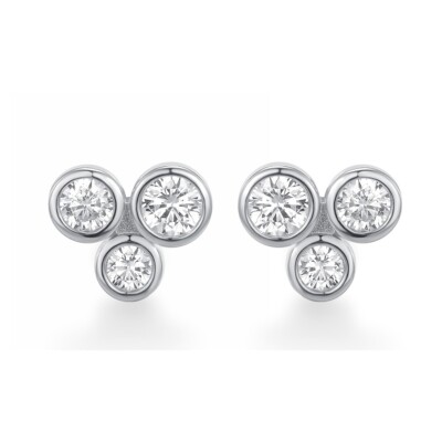 Damen Ohrstecker Sterling 925 massiv Silber weißer Saphir Blasen Design