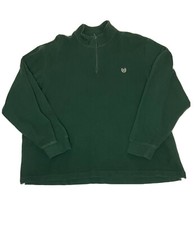 Vtg Chaps Green 1/4 Zip Pullover Sweater Crest XL Cotton Est 1978 Long Sleeve