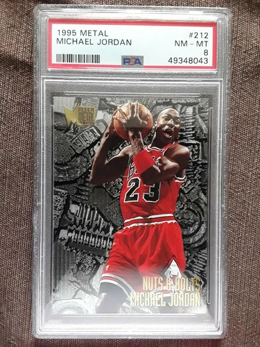 1995 Fleer Metal Michael Jordan Nuts & Bolts Basketball Card #212 Bulls PSA 8