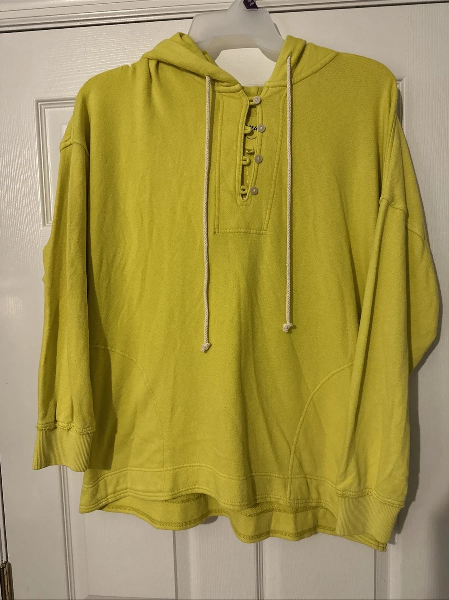 AERIE New BEACH WEEKEND Oversized Pullover Hoodie Button Yellow