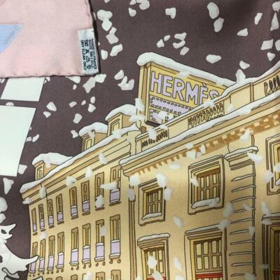 Hermes Scarf Noel au 24 Faubourg 90 cm Silk light pink Carre