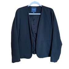 Modcloth Jacket Womens Large Black Stretch Open Front Blazer