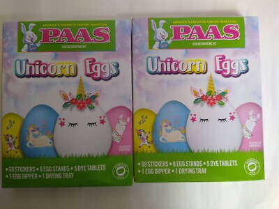 2 PAAS Unicorn Eggs Easter Egg Coloring Kit NEW (5 food safe dyes)