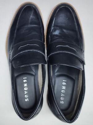 Seven 91 Mens SZ 10 Black Modern Penny Loafers Wardrobe Staple Work Dress Casual Seven 91 Loafers & Slip-Ons for Men on Sale up to 90% Off  main image 2