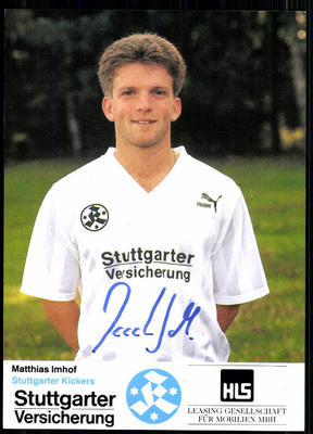 Matthias Imhof Stuttgart Kickers 1990/91 Excellent Postcard + A 76678
