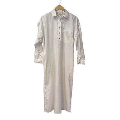 Mara Hoffman Cameron White Convertible Shirt Dress Small Organic Cotton
