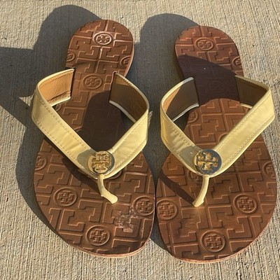 Tory Burch Sandals Women s 9M Thora Butter Yellow Leather Thong Flip Flop