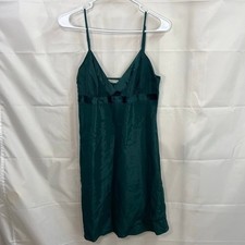 Vintage Victoria's Secret 1990s emerald green satin chemise slip dress lingerie