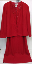 KAREN MILLER Red Jacket Dress SZ 18 lined, Sleeveless Dress, 1 Button Jacket