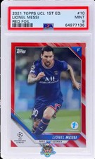 2021 Lionel Messi PSA 9 Topps UEFA Champ Lg Red Foil #10 2/5