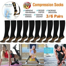 Compression Socks 20-30 mmHG Medical Knee High Men Women Support Brace Stockings