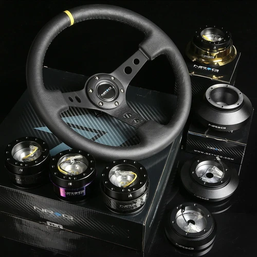 NRG 140H HUB+CARBON GEN 2.0 QUICK RELEASE+3"DISH STEERING WHEEL BLACK W/MARKING