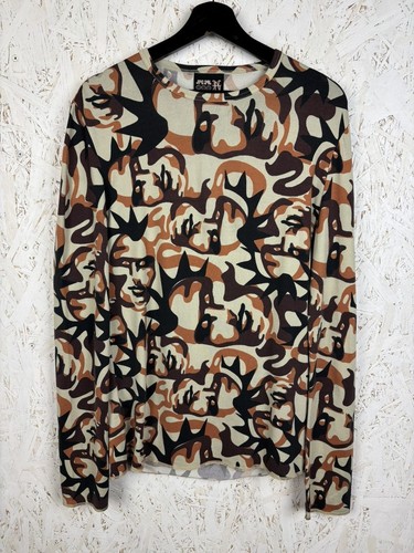 Jean Paul Gaultier, 90s Jean Paul Gaultier Punk Faces Mesh Maille Powernet Top Size M