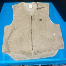 Vintage Carhartt Sherpa Lined Vest V13 SDL Mens Size XL Canvas Duck Distressed