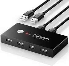 USB Switcher 2 Computers, USB Switch 2 PC Sharing 4 USB Devices, 2 in 4 Out with