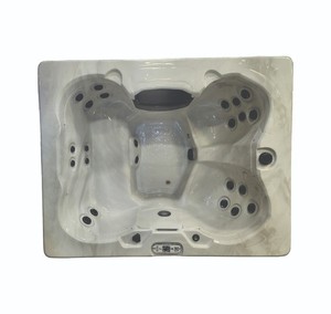 5 Person Outdoor Whirlpool Spa Hot Tub with 23 Jets Waterfall and LED Perimeter
