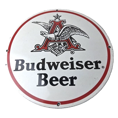 Vintage Budweiser Beer Sign - Adult Beverage Anheuser Busch Porcelain Sign