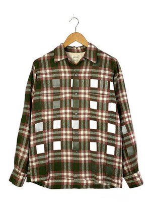 TOWN CRAFT Long-Sleeve Shirt, Size S, Wool, Brown Check, 60s Ship Tag, Open-Coll