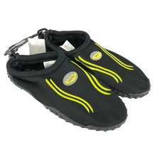 Easy USA Womens Water Shoes Slip On Mesh Drawstring Yellow Black Size 6