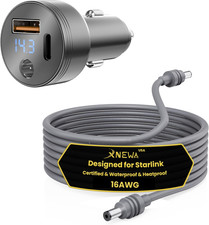 Starlink Mini 12V Car Charger, 16 AWG Cable, Starlink Mini Car Adapter,Waterproo