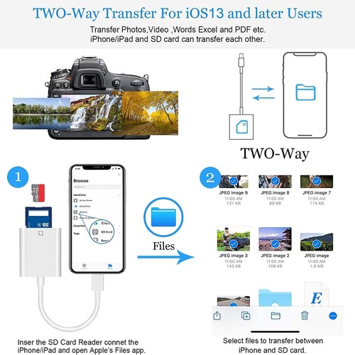 Apple Mfi Certified Lightning to SD Card Camera Reader for Iphone Ipad, Veetone - Picture 9 of 9