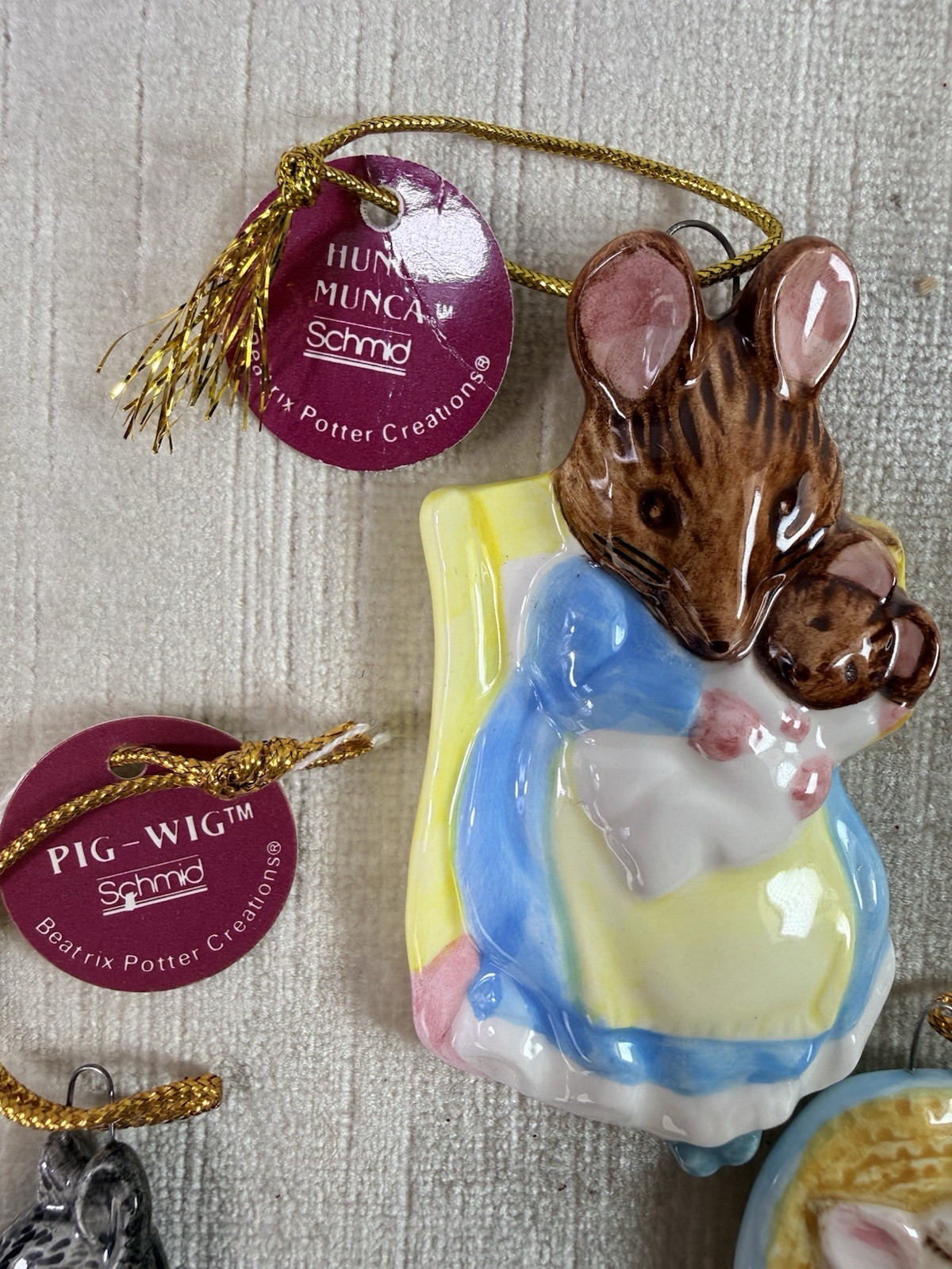 Vintage Schmid Porcelain Beatrix Potter Vintage Ornament Set Lot Of 11 1982-1987