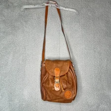 Vintage Earthbags Leather Purse Italy R.R. Salerno Tan Boho Crossbody