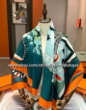 2025 Sallys 70 Cashmere  30 Silk Saddle Print Double Face Scarf Shawl 53"