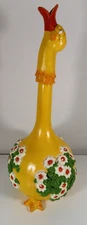 Vtg 1980 Yellow Duck & Flowers Universal Statuary Large 27" Coin Bank w/ Stopper