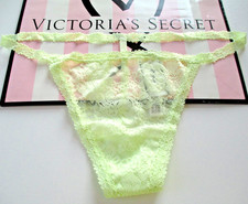 VICTORIA'S SECRET PINK Wink Lace V-String Thong Panty VS Lime Cream S M L XL