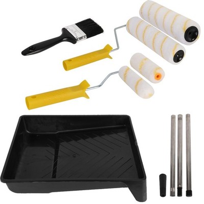 Farbroller Set mit Verlängerungsstange Ablage Pinselrollen Wand Decke Set
