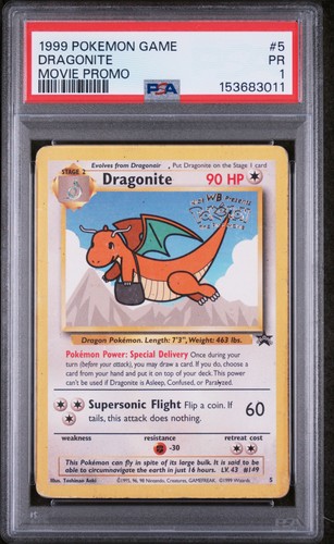 1999 POKEMON GAME MOVIE PROMO #5 DRAGONITE PSA 1