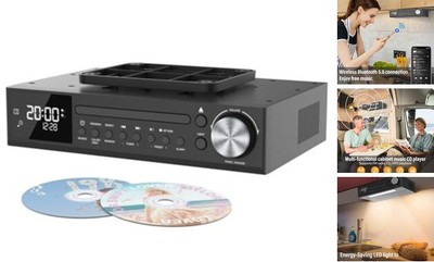  Bluetooth CD Player,Under Cabinet Kitchen FM Radio CD Player,Dual HD 