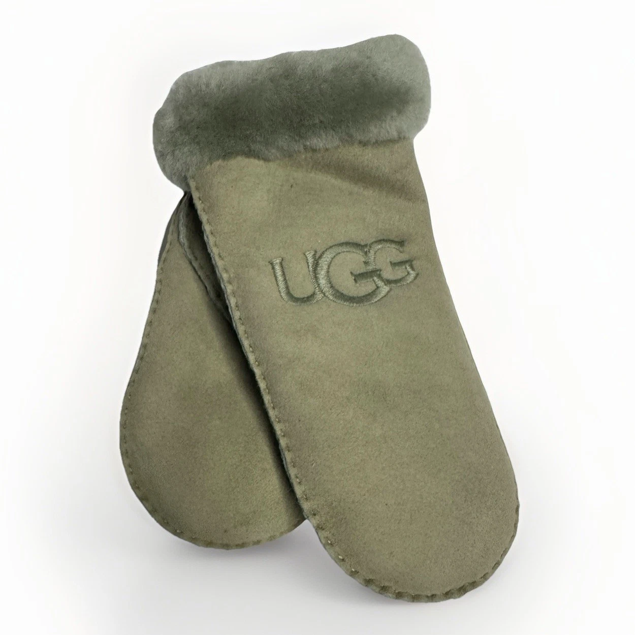 UGG Sheepskin Mittens Small/Medium Shearling Green Gloves Hand Sewn Woman’s