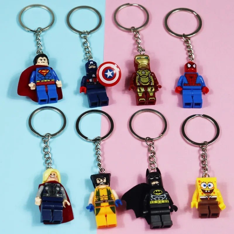 Spider-Man & Iron Man Building Blocks Keychain Cute Action Figure Pendant Gift