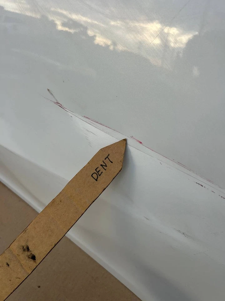 2020-2023 Tesla Model Y Rear Left Door Shell Skin White OEM w/dent - Image 2 of 4