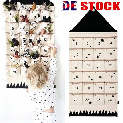 Weihnachten Adventskalender zum Befüllen Weihnachtskalender mit 24 Taschen Stoff