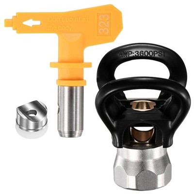 1-Set Spray Nozzles Tips and Flat Tip Guard Base with 1 Pad [Yellow, 323]