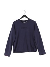 DKNY Women's Hoodie L Blue Cotton with Polyester Pullover