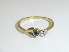 333 Gold Ring 8K Gelbgold Saphir  Diamant Verlobungsring RG 54 - 17,2 mm 9995