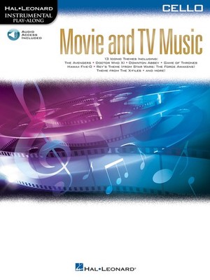 Movie & TV Music for Cello Solo Sheet Music 13 Themes Play-Along Book & Audio