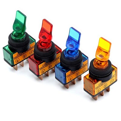 12V DC 20A Two Position ON/Off 3P SPST 0.47'' Mount Illuminated Flick Toggle S...