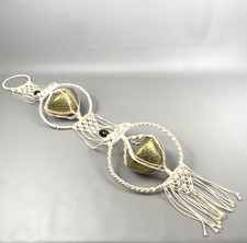 VTG Double Macrame Plant Hanger with Two Brass Bowl Planters