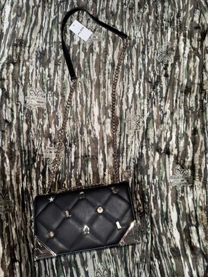 ALDO Black Shoulder Crossbody Purse Gold Tone Cowboy Theme NWT