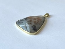 14ct Gold Dendritic Agate Pendant Large Scenic Landscape 585 Gold