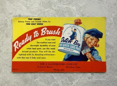 **1940's DUTCH BOY  White Lead Paint Advertising Ink Blotter - Meriden CT
