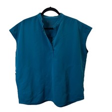 Figs Rafaela Womens Size M Graphite Blue Cap Sleeve Oversized Scrub Top Boxy